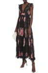 GIAMBATTISTA VALLI RUFFLED FLORAL-PRINT COTTON-BLEND, GUIPURE AND CHANTILLY LACE GOWN,3074457345622225198