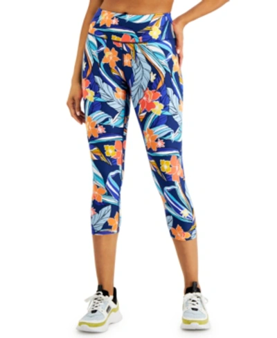 Calvin Klein Performance Printed High-waist Cropped Leggings In Maui Seascape