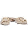 CASADEI BUCKLED GLITTERED LAMÉ SLIPPERS,3074457345622609765