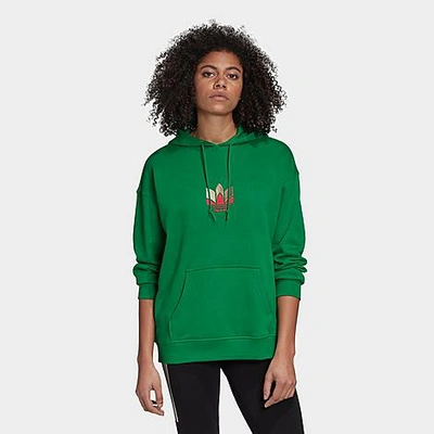 Adidas Originals Adidas Women's Originals Adicolor 3d Trefoil Hoodie (plus Size) In Green/ Multicolor