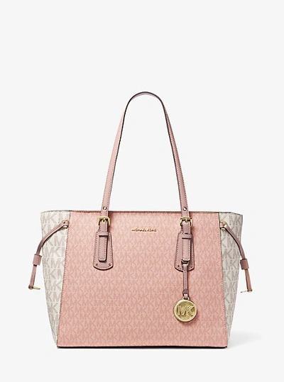 Michael Kors Voyager Medium Color-block Logo Tote Bag In Pink