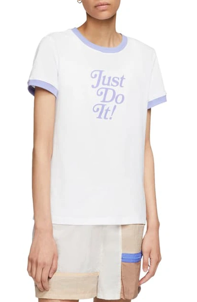 Nike Sportswear Ringer T-shirt In White/ Light Thistle