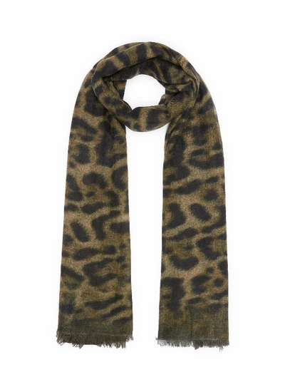 Ama Pure Maculato' Leopard Print Cashmere Scarf In Green