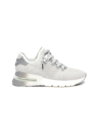 Ash 'krush Lurex' Perforated Glitter Knit Sneakers In Grey