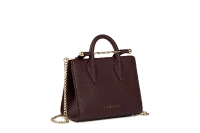 Strathberry Top Handle Leather Mini Tote Bag In Burgundy