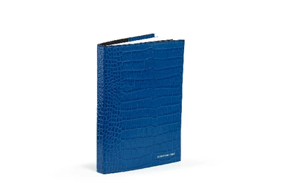 Strathberry Notebook In Embossed Croc Petrol