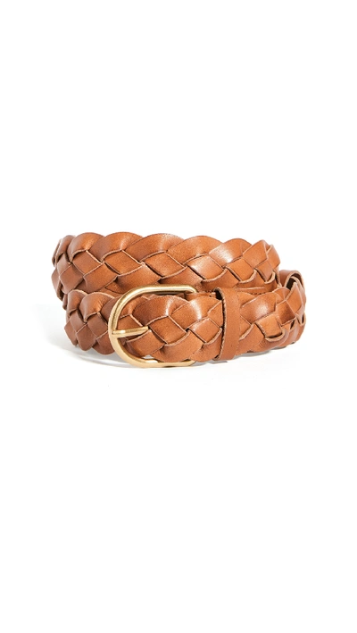 Loeffler Randall Carson Braided Leather Belt In Timber Brown
