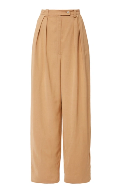 Charlotte Pringels Lotus Front-pleated Trousers In Neutral