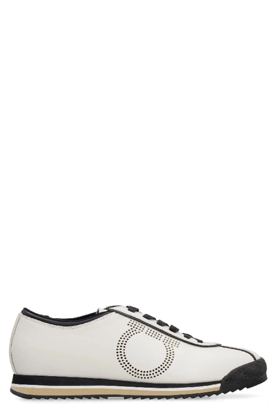 Ferragamo Gancini Leather Sneakers In White