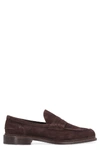 Tricker's Adam Suede Penny Loafers In Brown