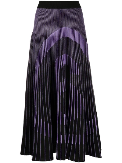 Mm6 Maison Margiela Number Knitted Pleated Skirt In Black
