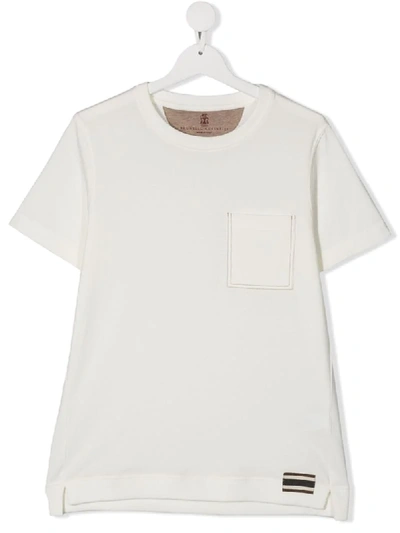 Brunello Cucinelli Teen Cotton Crew Neck T-shirt In White