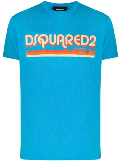 Dsquared2 Retro Logo Print T-shirt In Blue