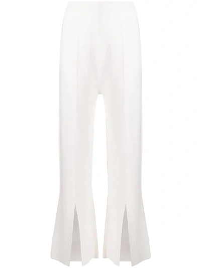 Allude Front-slit Flared Trousers In Neutrals