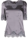 DOLCE & GABBANA LACE TRIMMING SHORT-SLEEVED BLOUSE