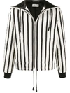 Saint Laurent Vertical Stripe Zipped Jacket In White