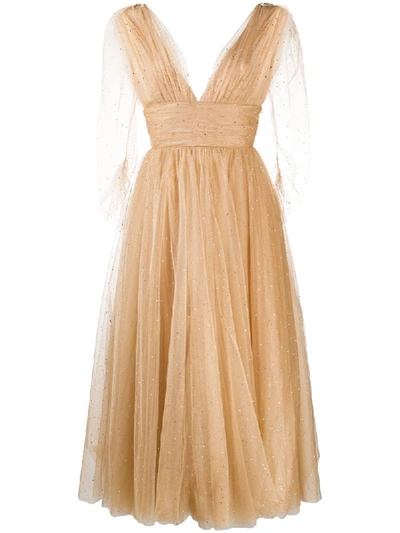 Maria Lucia Hohan Embellished Flared Midi Dress In Neutrals