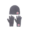 DSQUARED2 GREY MÉLANGE HAT+GLOVES KNIT SET