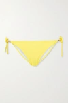 Heidi Klein Embellished Stretch-piquè Low-rise Bikini Briefs In Yellow