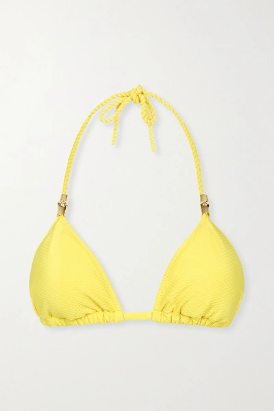 Heidi Klein Cancun Embellished Triangle Bikini Top In Yellow