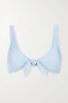 Heidi Klein Bora Bora Bow-detailed Ribbed Bikini Top In Light Blue