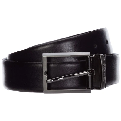 Karl Lagerfeld Men's Belt Reversible Double Genuine Leather In Black