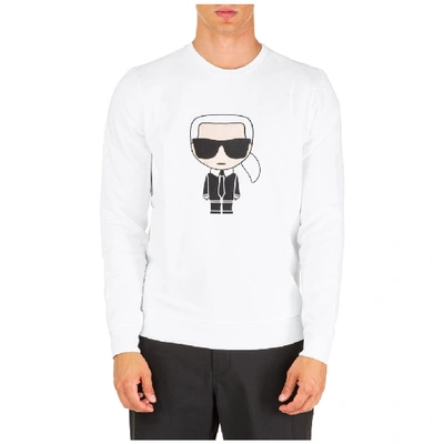Karl Lagerfeld Ikonik Embroidery Cotton Sweatshirt In White