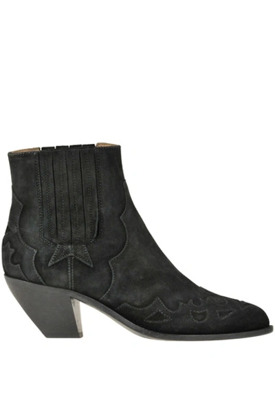 Golden Goose Sunset Flowers Texan Ankle Boots In Black
