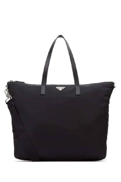 Prada Men's Bandoliera Nylon Logo Crossbody Bag In Black