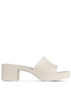 Gucci Off-white Rubber Slide Heeled Sandals In Mystic White