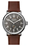 SHINOLA 'THE RUNWELL' LEATHER STRAP WATCH, 47MM,S0120018330