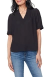 Nydj Charming Oversized V-neck Top In Black