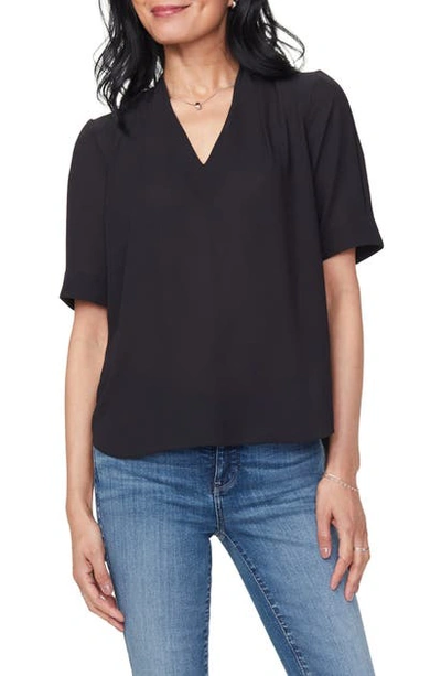 Nydj Charming Oversized V-neck Top In Black