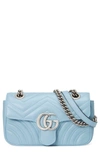 Gucci Mini Gg 2.0 Matelasse Leather Shoulder Bag In Sky Blue