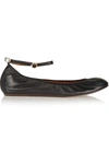 LANVIN Faux Pearl-Embellished Leather Ballet Flats