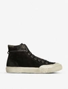 ALLSAINTS ALLSAINTS MEN'S BLACK DUMONT BRAND-PATCH SUEDE HIGH-TOP TRAINERS,28832301