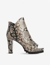Allsaints Micaela Snake-embossed Suede Heeled Ankle Boots In Nude