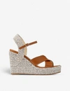 Jimmy Choo Dellena 100 Leather Espadrille Wedge Sandals In Cuoio/cuoio+mix