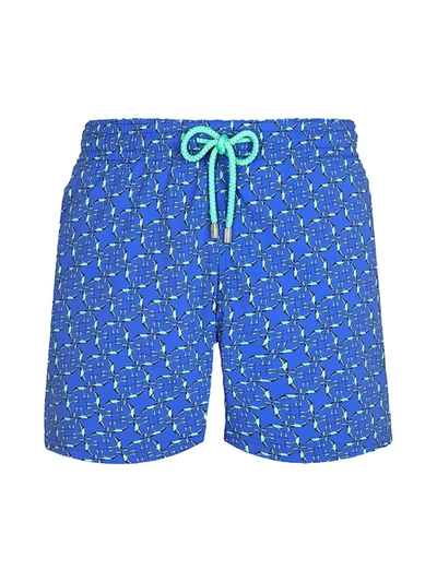 Vilebrequin Men's Moorise Geo-print Swim Trunks In Blue Batik