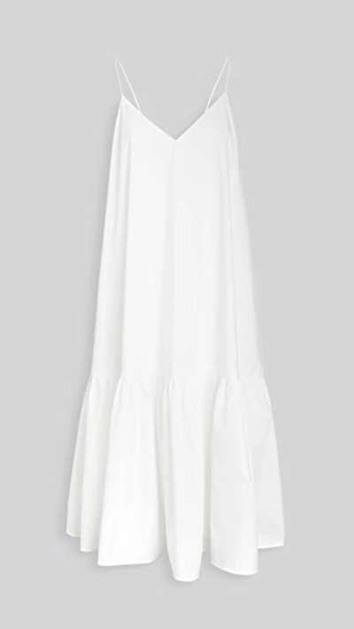 Anine Bing Averie Tiered Cotton-poplin Midi Dress In White