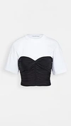 ALEXANDER WANG T RUCHED BODYCON TOP WITH INTEGRATED TEE,TWANG41536