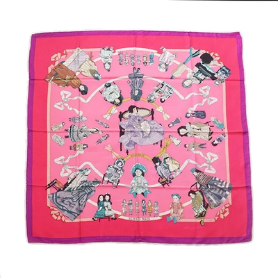 Pre-owned Hermes Hello Dolly Silk Scarf In Pink