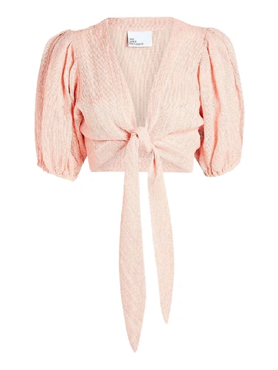 Lisa Marie Fernandez Cropped Linen-blend Gauze Top In Pink