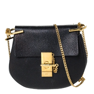 Pre-owned Chloé Black Leather Mini Drew Shoulder Bag