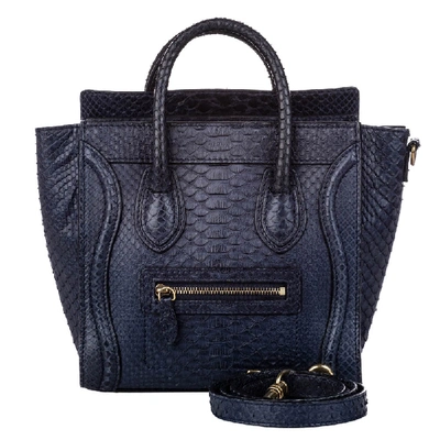 Pre-owned Celine Blue Python Leather Nano Luggage Satchel Bag