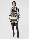 BURBERRY Cut-out Sleeve Wool Mohair Blend Jacquard Sweater