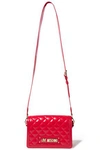 LOVE MOSCHINO QUILTED FAUX GLOSSED-LEATHER SHOULDER BAG,3074457345622599109