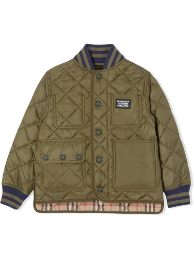 Burberry Boys' Delaney Quilted Baseball Jacket - Little Kid, Big Kid In Green