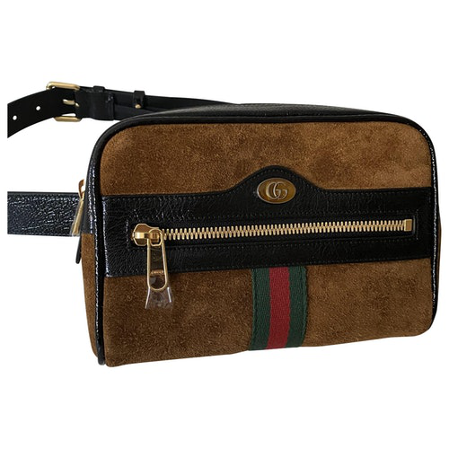 Pre-Owned Gucci Ophidia Brown Suede Clutch Bag | ModeSens