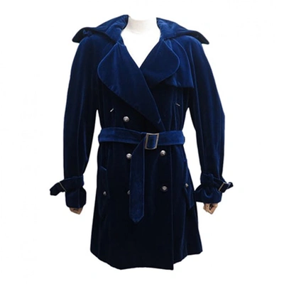 Pre-owned Chanel Navy Velvet Coat